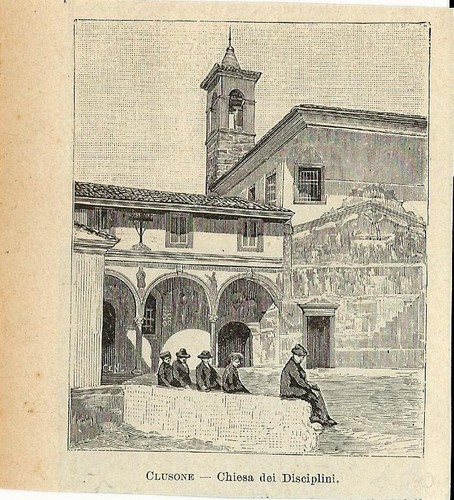 Stampa antica clusone chiesa - antica,