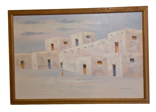Dipinto olio scena - , pueblo