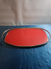 VASSOIO OVALE IN FORMICA E OTTONE VINTAGE SPACE AGE DESIGN ANNI 70 