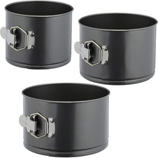 3 Teglie per Dolci Alte, Set Triplo, Ø 14/16/18 Cm, Stampi a Cerniera Rotondi An