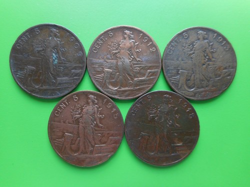 Italia centesimi 1909 1918 - italia, 5