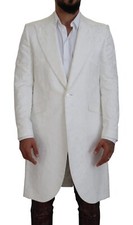 DOLCE & GABBANA giacca trench bianco floreale broccato IT48/US38/M RRP 4430usd