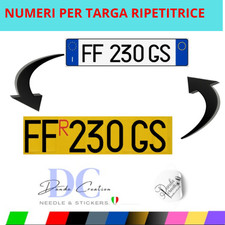 14 PEZZI ADESIVI LETTERE E NUMERI  PER TARGA RIPETITRICE AUTO RIMORCHI CARAVAN