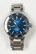 Orologio Uomo Oris Aquis Data Calibro 400 Quadrante Blu Acciaio Inox con Manuali