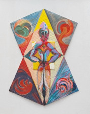 Bruno Ceccobelli olio e college su cartone