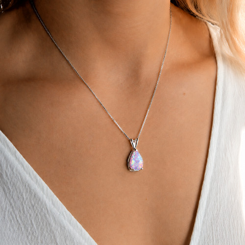 Collana opale lavanda ciondolo