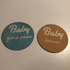 PUBBLICITÀ: 2 COPERCHIETTI COPPETTA GELATI BABY ANNI 60