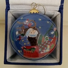 BABBO NATALE E SLITTA vecchia pallina in vetro 