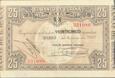 Banconota Spagna Bilbao 25