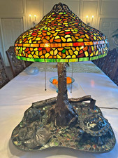 Lampada da tavolo in bronzo antico massiccio 90 libbre e paralume in vetro (1 di 10 mai fuso)