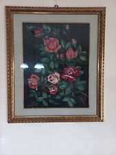 Quadro vintage ricamato a mano punto croce LE ROSE H 62 x L 52 cm