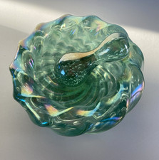 BOWL con PESTELLO VETRO MURANO Barovier&Toso CANGIANTE COSTOLATO VERDE ACQUA '40