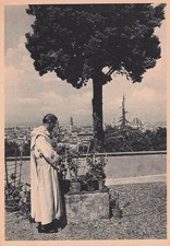 0687) CARTOLINA FIRENZE PANORAMA ANIMTA FRATE PRETE ECLESIASTICO GINO GIUSTI
