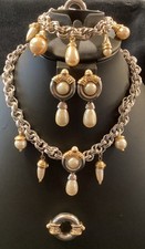 JESARA Parure completa, rinascita etrusca, collana, bracciale, orecchini e spilla