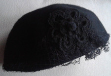 Cappello Donna di lana Nero con fiore e veletta