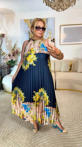 Vestito lungo plissé satin