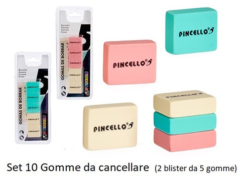Gomme cancellare set 10 - gomme,