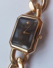 Orologio Bijoux Cascio dorato, quadrante nero, vetro sfaccettato, cinturino