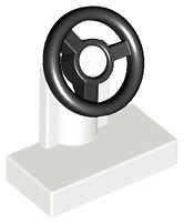 LEGO 1x 3829c01 Vehicle Steering Stand 1x2 w Black Steering Wheel White 4208543