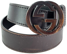 GUCCI Brown Leather GG Wood