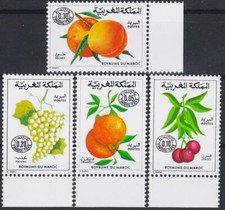 Marocco 1974 Frutta Uva Albicocche Arance Uva Alimentare Colture Agricoltura 4v MNH