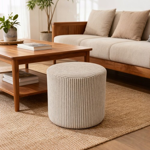 Hampton round pouf - round, ottoman