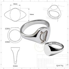 Anello sigillo arpa irlandese