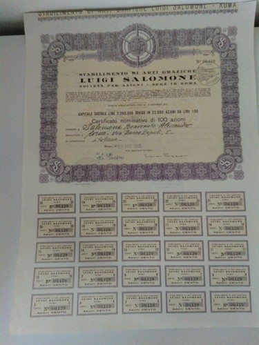 Titolo azionario certificato - titolo,