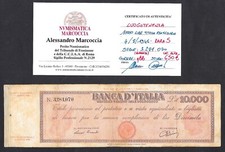 ITALIA - TITOLO PROVVISORIO 10000 LIRE TESTINA DEL 1945 - CERTIFICATO