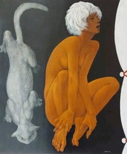 Gianpaolo PARINI SAVONA donna nudo gatto 1968 PopArt Pop Accademia