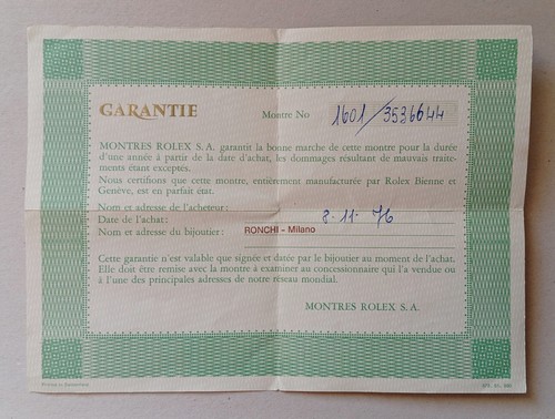 Rolex libretto garanzia - libretto,