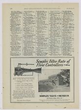 1927 Simplex Valvola & Misuratore Co. Pubblicità: Immagine impianto di filtrazione acqua Topeka, Kansas