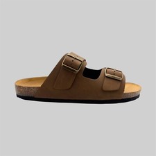 Sandali Fibbie Ciabatte Uomo Mare Nabuk Moro  Made in Italy Artigiano Toscano