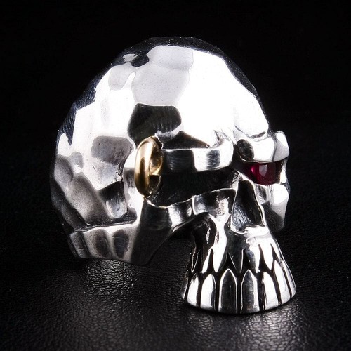 Anello biker teschio punk - , in