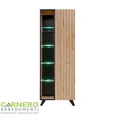 Vetrinetta soggiorno moderna 70x192cm 2 ante noce e nero MENDES