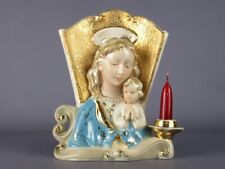 Scultura Ceramica Madonna Con Bambino Portacandela Italiana Vintage Anni ‘60