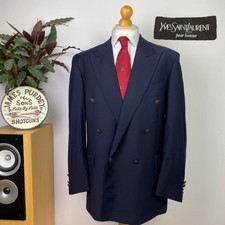 Giacca Blazer Militare Yves Saint Laurent 44L Doppiopetto Navy Crest Bottone