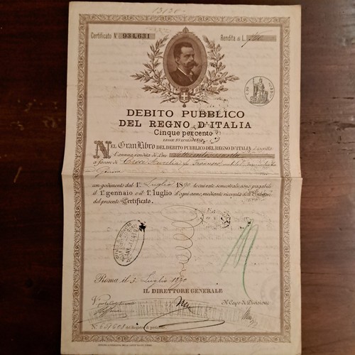 Titolo antico debito pubblico - antico,
