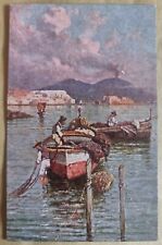 NAPOLI - VESUVIO CON BARCHE - PITTORE G. CARELLI - VIAGGIATA