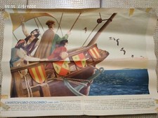 Poster cartellone didattico 50x35 cm "CRISTOFORO COLOMBO"  La Scuola anni '60