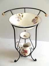 Set TOILETTE catino brocca piattino ferro battuto ottone e ceramica TOSCANA