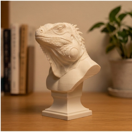 Scultura busto iguana rosso