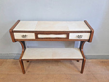 Una consolle tardo art deco italiana del 1950 impiallacciata pergamena stile Paolo Buffa