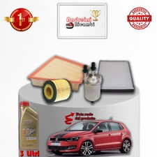 KIT TAGLIANDO 4 FILTRI E OLIO VW POLO V 6R 1.2 TSI 66KW 90CV 2016 ->
