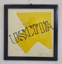 Antonio Del Donno mista su cartone "USCITA" cm 30x30 Archivio anno 2005