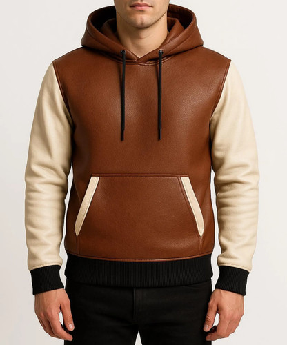 Giacca pelle marrone uomo - pelle, con