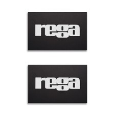 Distintivo logo giradischi Rega per parapolvere metallo 76 mm (2,99") X 50,5 mm (1,99")