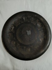 Piatto egiziano in metallo Egitto faraone piramidi antico /vintage souvenir