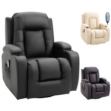 HOMCOM Poltrona Relax Reclinabile in Finta Pelle Massaggiante e Riscaldante
