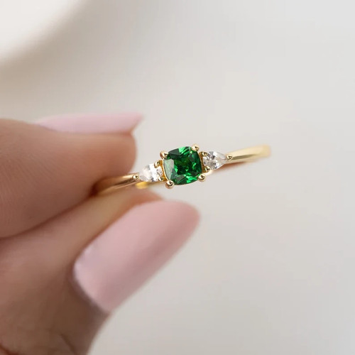Anello smeraldo delicato oro - anello,